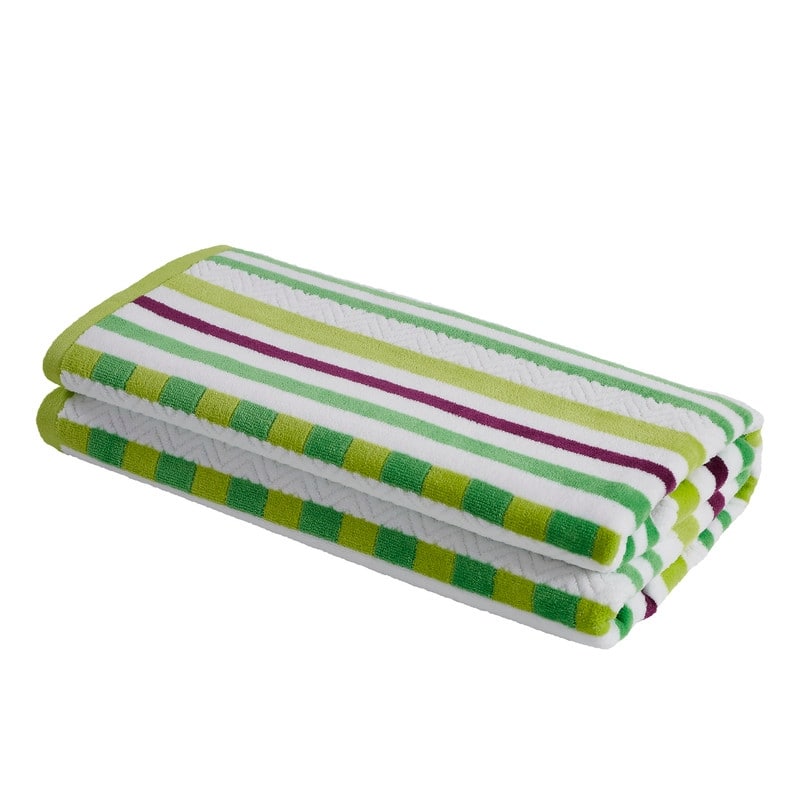 Superior 100% Cotton Stitch Stripe Textured Oversized Beach Towel (Set of 2)