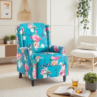 Linen Manual Upholstered Recliner with Wood Legs