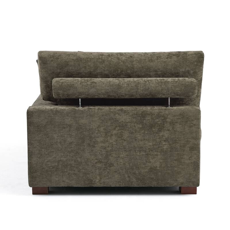 Oversized Chenille Modular Chaise Lounge With Deep Seat