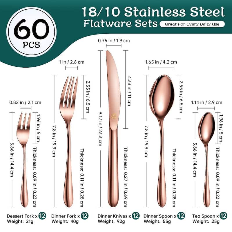 vancasso 18/10 Stainless Steel Silverware Set, Flatware Service for 6 or 12