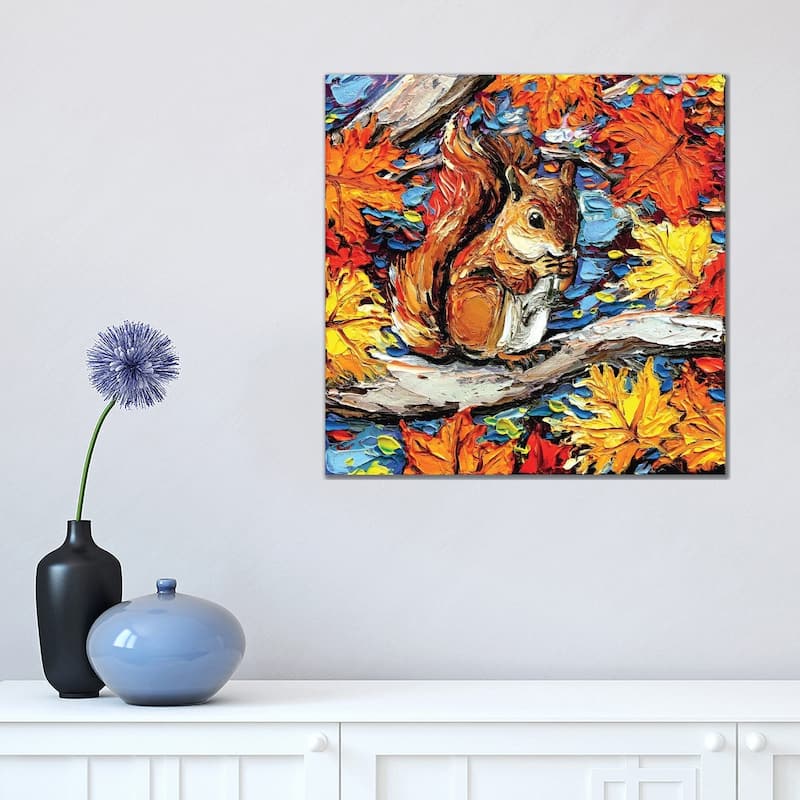 iCanvas "Squirreling Away" by Aja Trier Canvas Print - 18x18x1.5