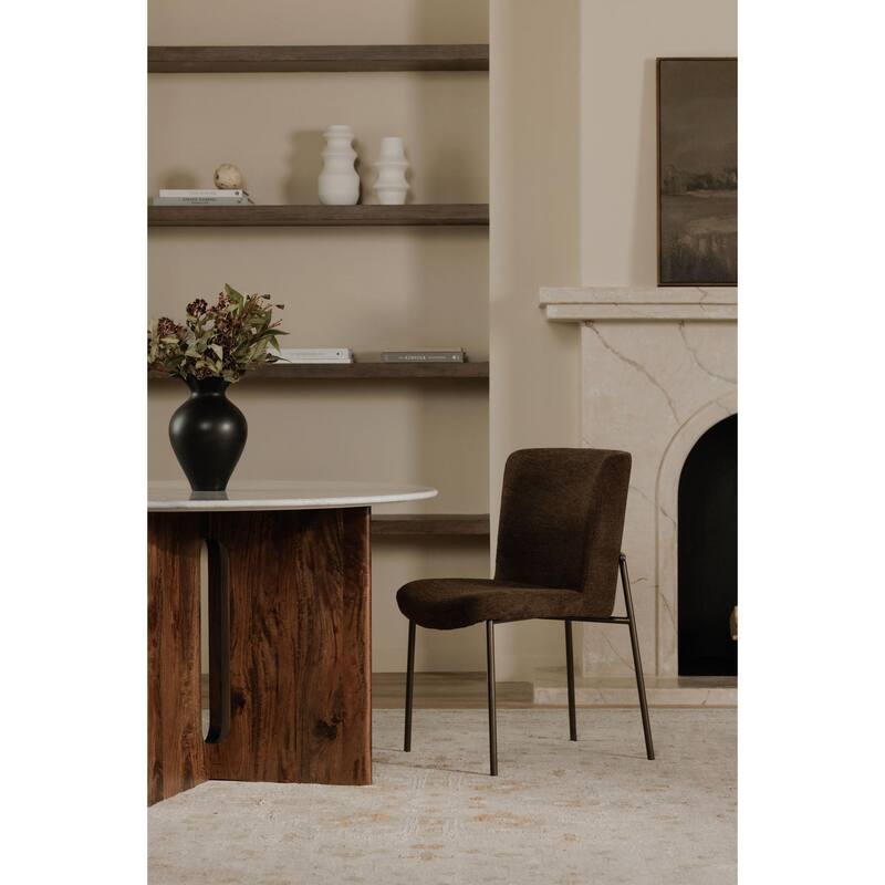NADAAL STUDIOS Amaris, Upholstered Dining Chair With Blackened Bronze Metal Frame - 21.7"W x23.8"D x33.5"H