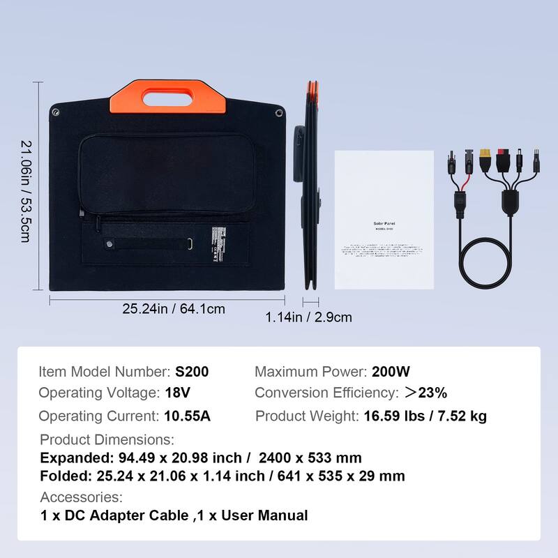 Portable Monocrystalline Solar Panel, Foldable Monocrystalline ETFE Solar Charger, 23% Efficiency Solar Panel with MC4 Output