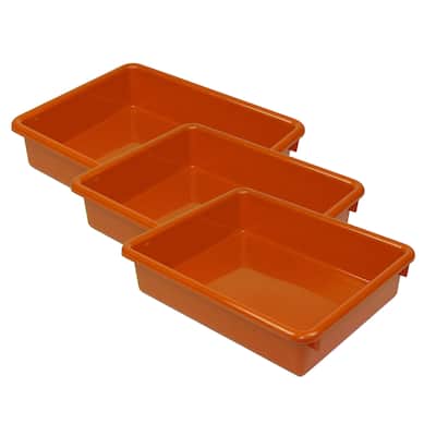 Romanoff Stowaway 3" Letter Tray no Lid, Orange, Pack of 3