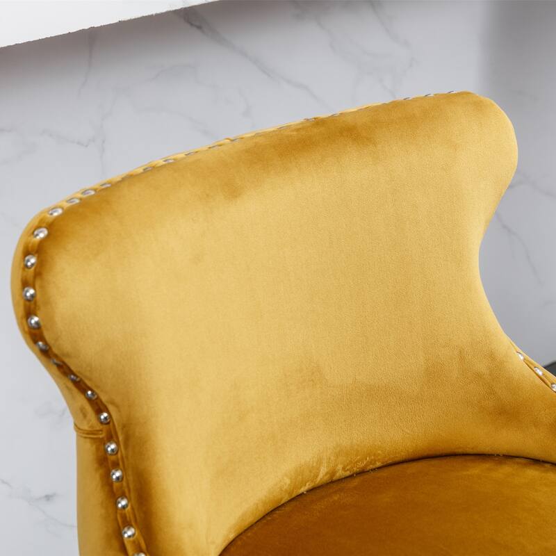 Upholstered Wing-Back Barstools Set of 2/4, Leisure Bar Chairs with Button Tufted Decoration, Wooden Legs and Nailhead Trim
