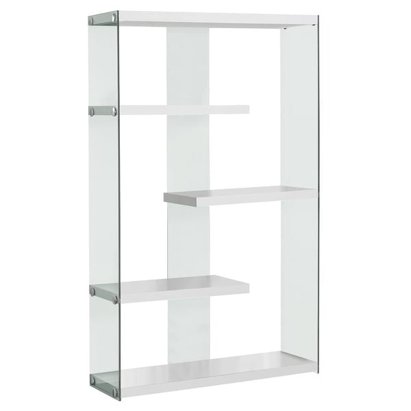 Grey Cement With Tempered Glass 60/"h Monarch Specialties Bookcase