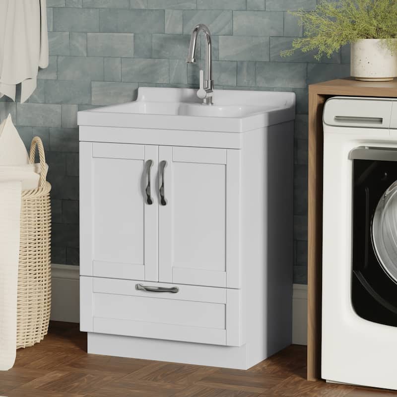 WYNDENHALL Janine Transitional ABS Utility Sink & Cabinet
