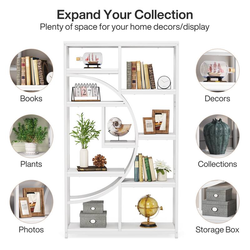 Bookshelf 5 Shelf Bookcase, Industrial Etagere Bookcase with 8-Open Storage Shelf