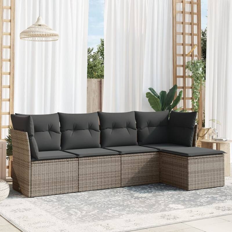 vidaXL Garden Sofa Set Grey PE Rattan, Powder-Coated Steel Large - 21.7 x 21.7 x 14.6