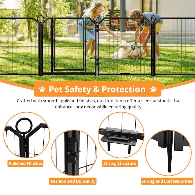 16 Panels 24 Inch Portable Dog Playpen and Pet Fence Indoor and Outdoor - 16 Pcs