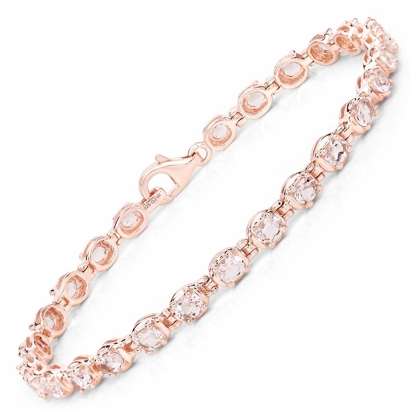 Malaika 3.90 Carat Genuine Morganite .925 Sterling Silver Bracelet. Opens flyout.