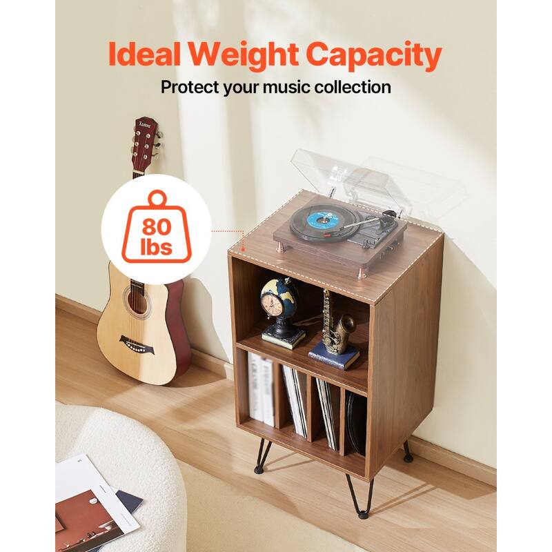 Brown Metal Record Stand with 3 Tiers, Vinyl Storage for 150 Albums - 18.9 x 15.75 x 33.54 inches