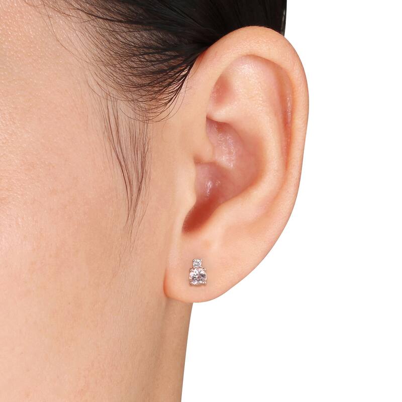 Miadora 10k Rose Gold Morganite and Diamond Accent Stud Solitaire Earrings (G-H, I2-I3) - Pink
