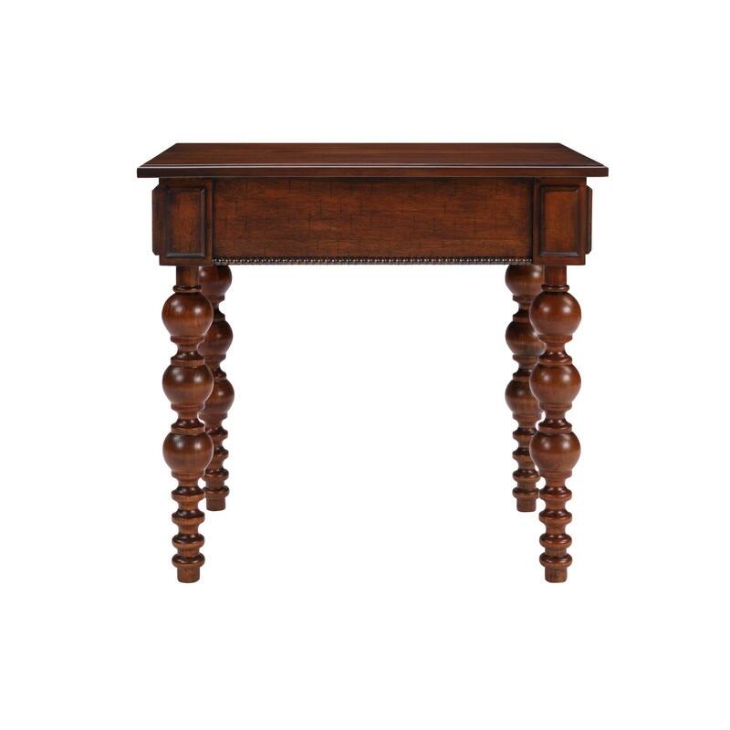 Retro 24" Solid Wood End Table with Drawer Easy Assembly Vintage Narrow Sofa Side Table for Living Room