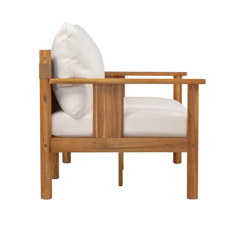 Christopher Knight Home - Acacia Wood Outdoor Patio Conversation Set - Beige,Light Brown,Teak