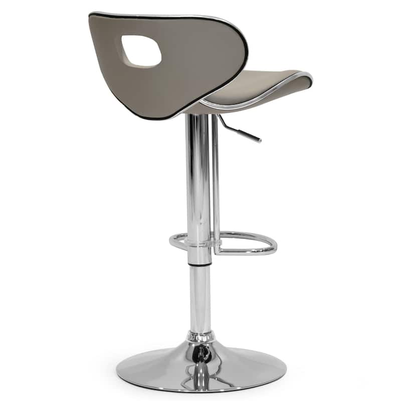 Adria White/Black/Grey Chrome Frame Adjustable Height Swivel Bar Stools (Set of 2)