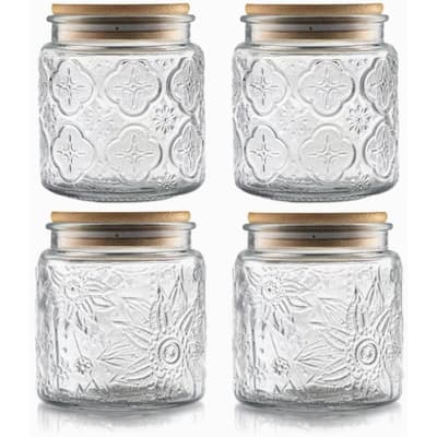 Set of 4 Vintage Glass Airtight Storage Jars