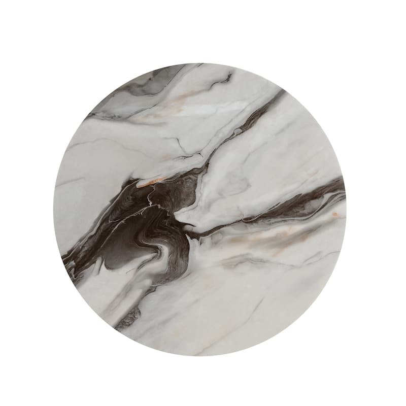 Furniture of America Morai Modern Black and White Wooden Round End Table