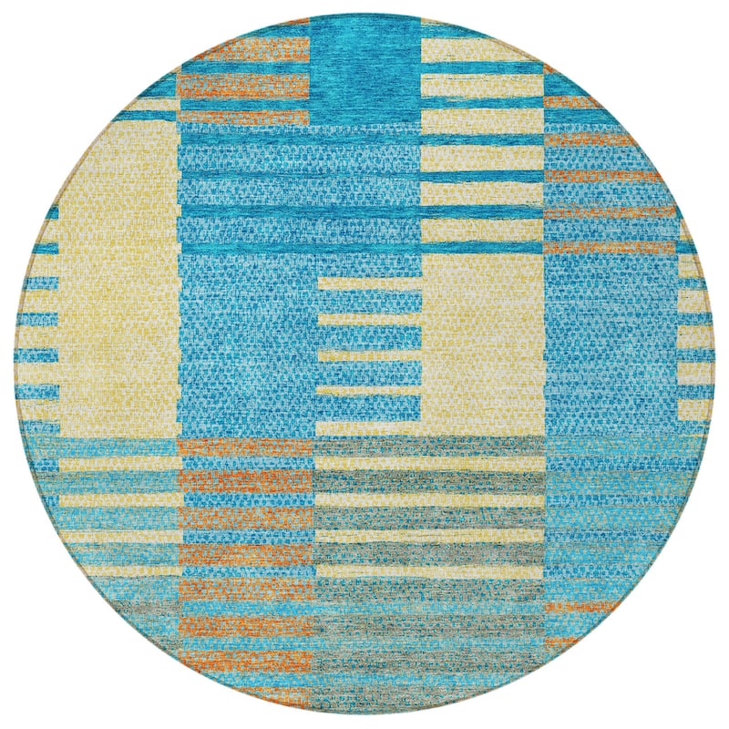 HomeRoots Striped Modern Rectangle Outdoor Rug