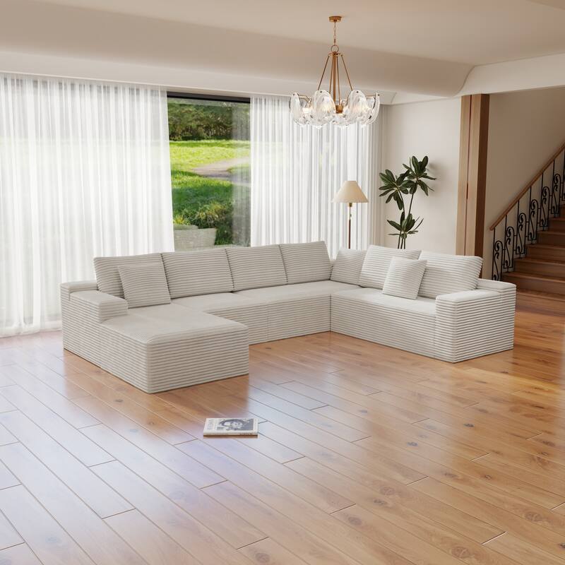 Oversized Sectional Modular Couch, Cloud Couches for Living Room, Deep Seat Upholstered Sleeper Sofa, U Shaped Couch with Chaise