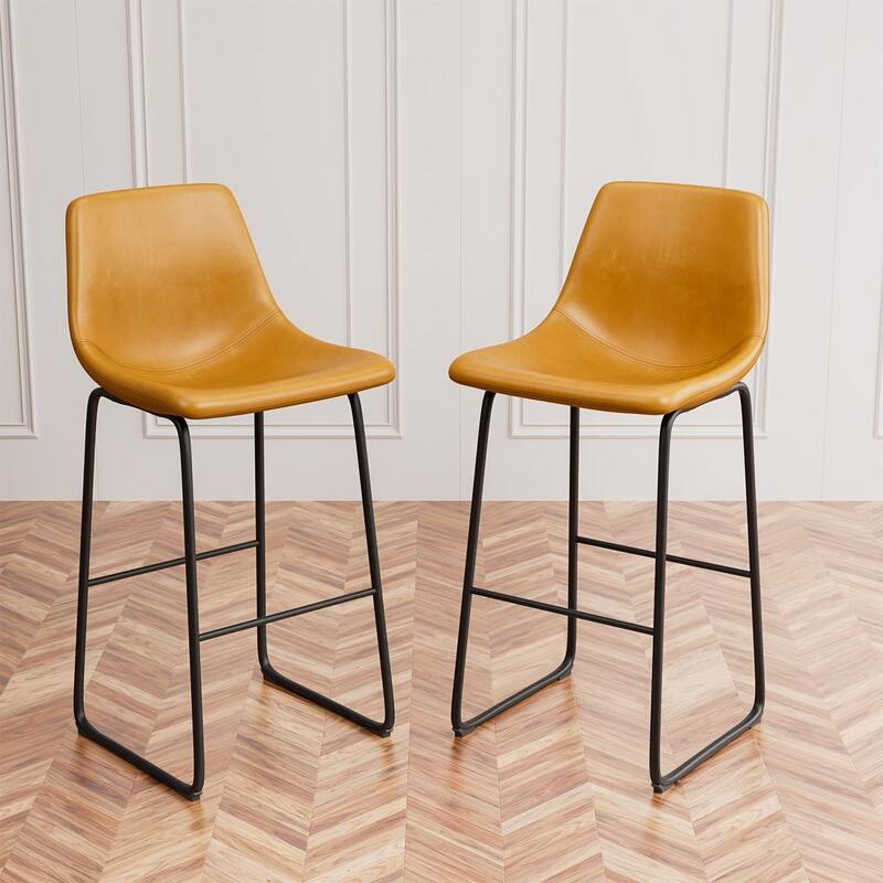 Furniwell 41.3 Inch High Faux Leather Counter Bar Stool, Set of 2
