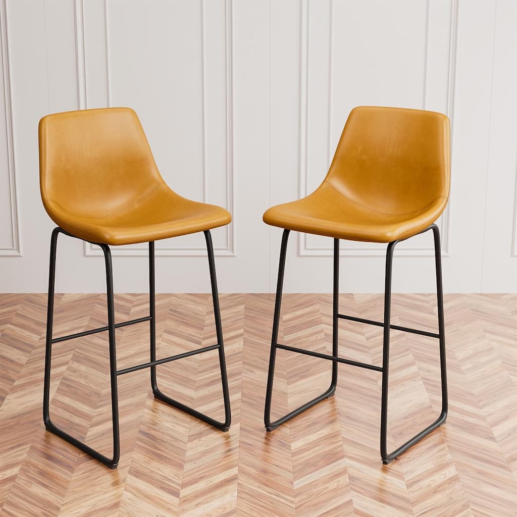 Furniwell 41.3 Inch High Faux Leather Counter Bar Stool, Set of 2