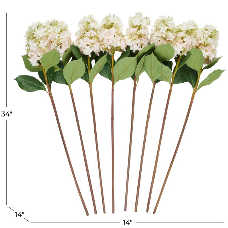 White Faux Foliage Tall Hydrangea Artificial Flower Stem (Set of 8)
