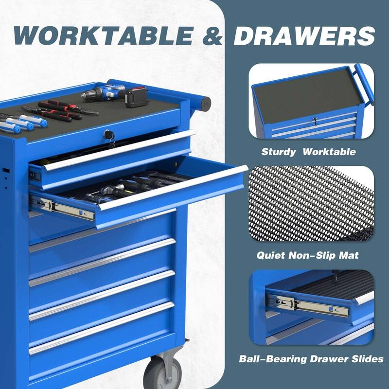 7-Drawer Heavy Duty Rolling Tool Chest Tool Storage Box - N/A