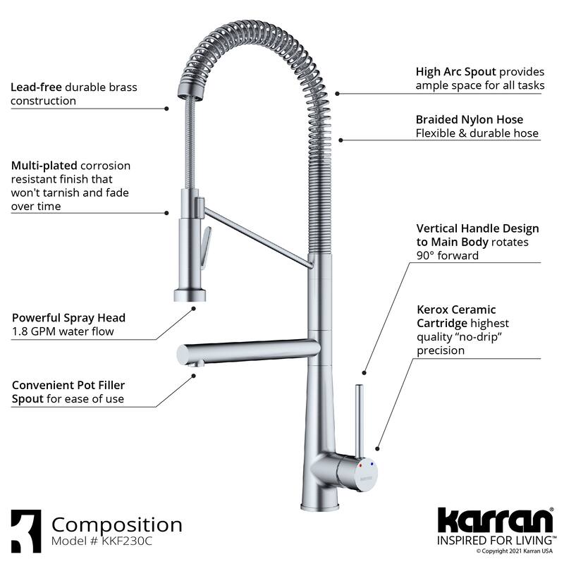 Karran Tumba Single-Handle Pull-Down Sprayer Kitchen Faucet