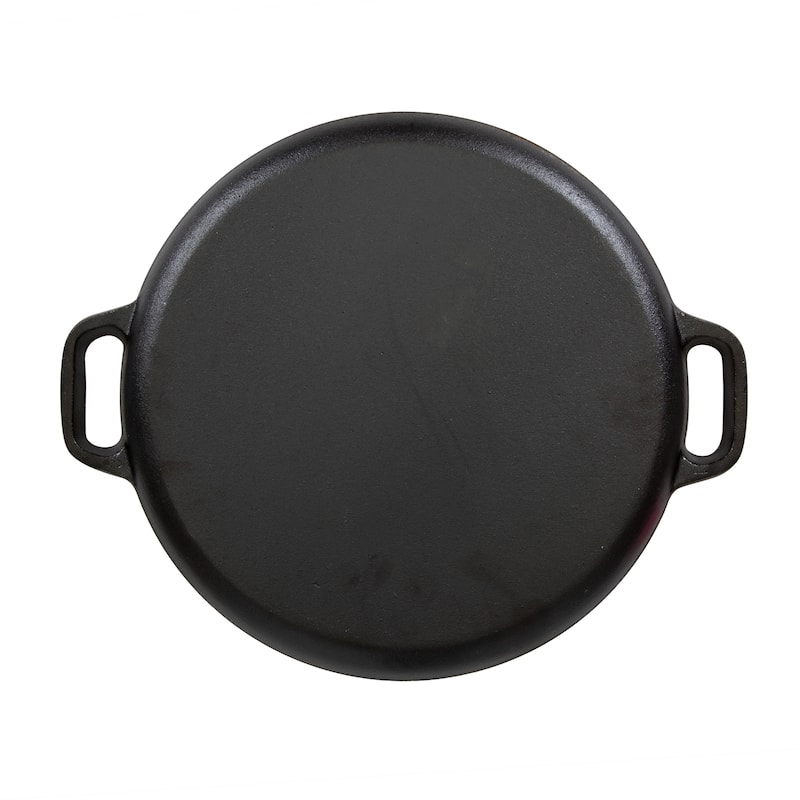 Stansport Pre-Seasoned Cast Iron Pizza Pan - 16.5" L x 13.75" W x 1" H