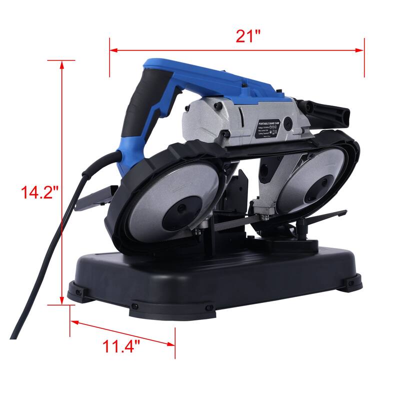 Portable Band Saw, Metal Cutting Circular Saw With Removable Stainless Steel Base, Adjustable Cutting Angle