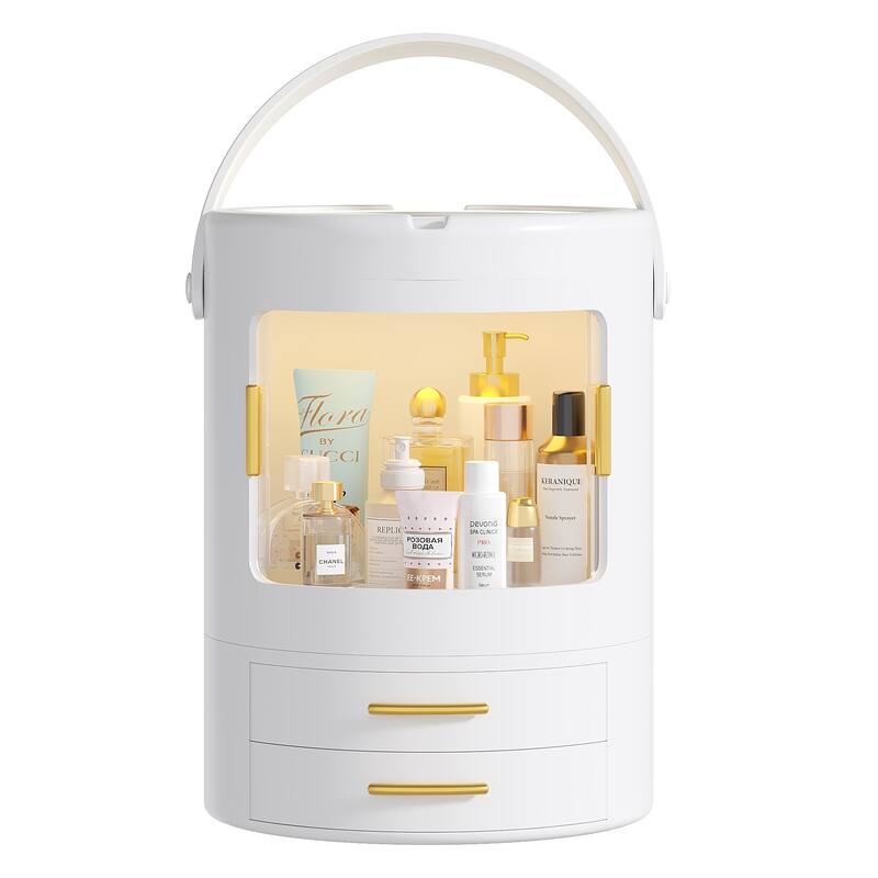 Makeup Organizer Bathroom Medicine Organizer Cosmetic Display Cases with Led Mirror for Dresser, Vanity Countertop