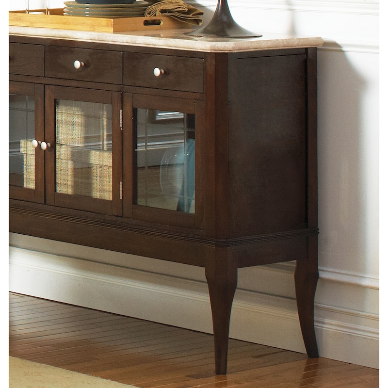 Steve Silver Madaleine Cherry Finish Marble Veneer Top Sideboard