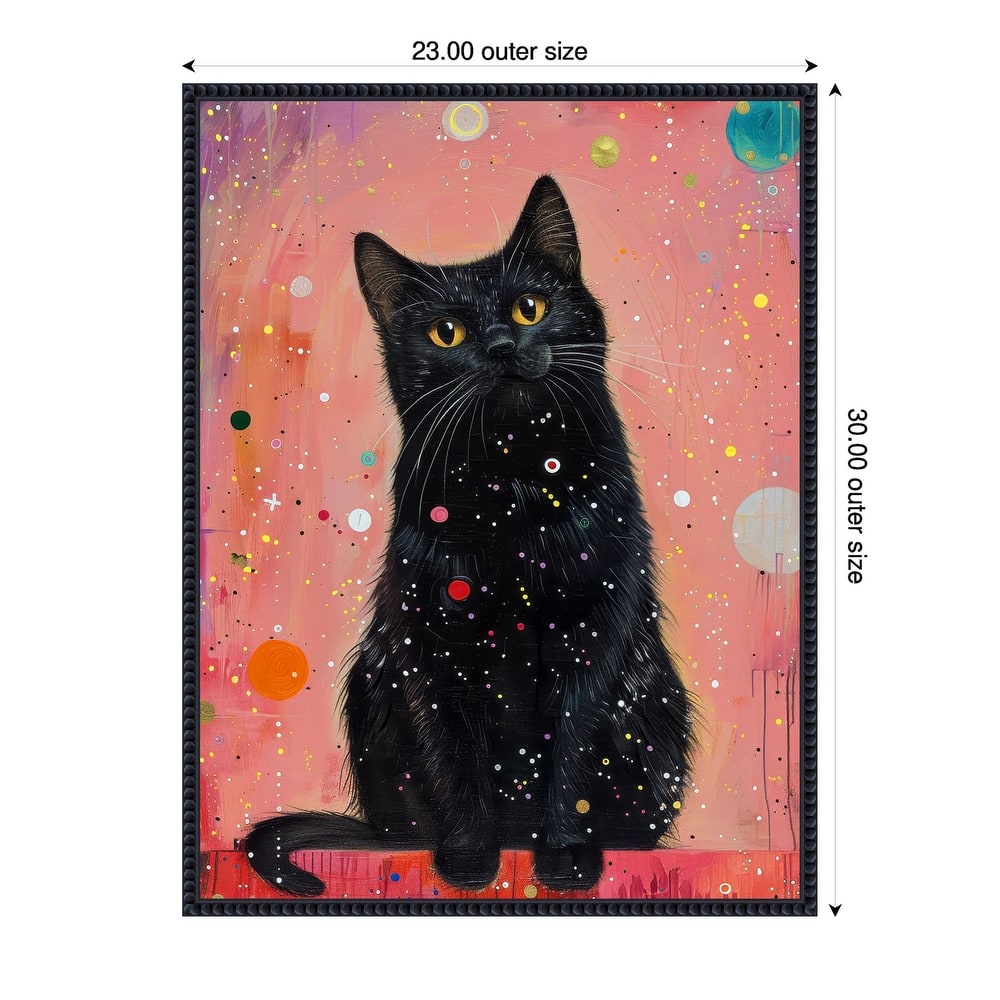 Candy Cat the Star Illustration by Justyna Jaszke Framed Canvas Wall Art