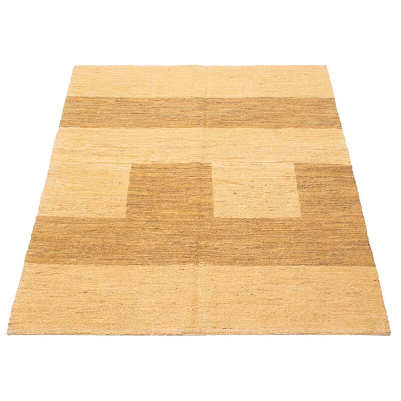 ECARPETGALLERY Flat-Weave Natural Tan Wool Tapestry Kilim - 4'10 x 6'3