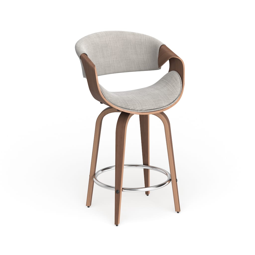 Carson Carrington Sauda 24-inch Mid-century Modern Walnut Wood and Fabric Counter Stool