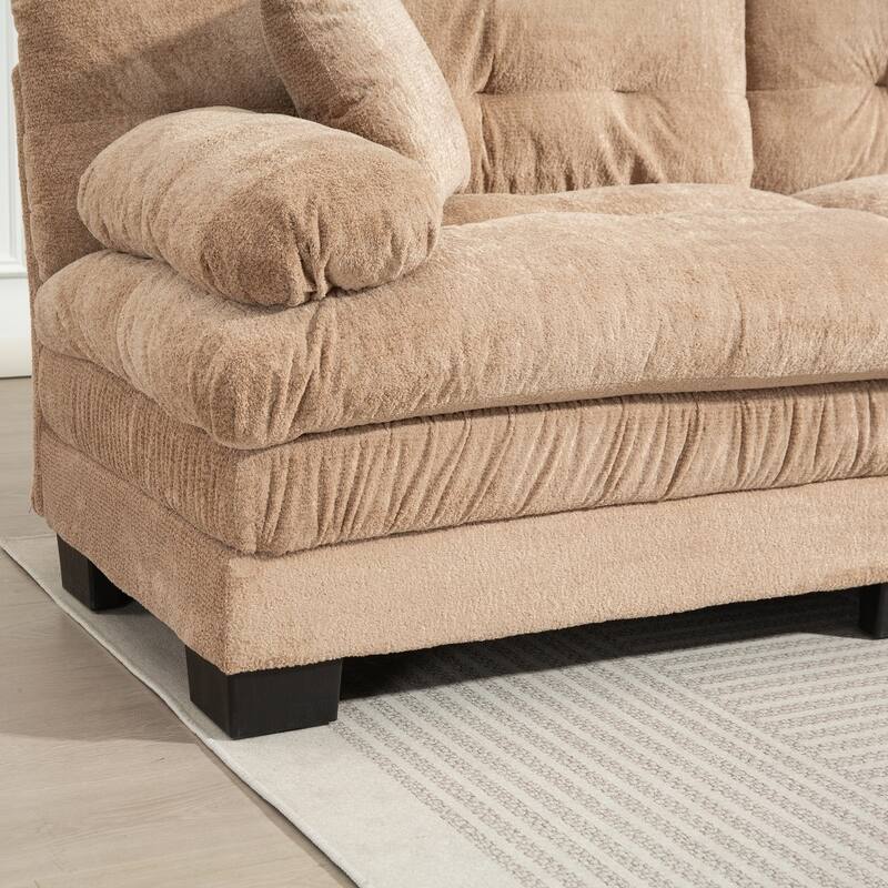 120.87" L-Shaped Upholstered Reversible 3-seat Modular Sectional Sofa with Deep Seating