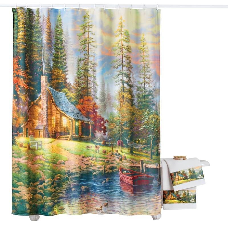 Thomas Kinkade A Peaceful Autumn Retreat Shower Curtain