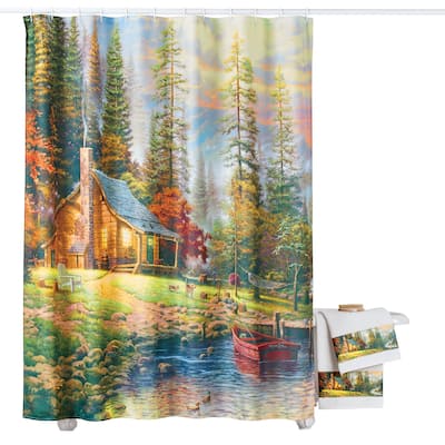 Thomas Kinkade A Peaceful Autumn Retreat Shower Curtain