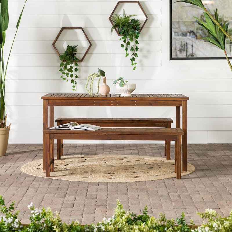 Walker Edison Elephant Point 3-Piece Acacia Outdoor Dining Set