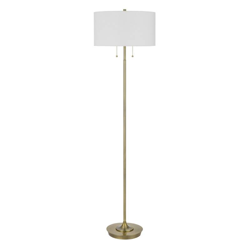 64" Traditional Floor Lamp with Brass Metal Base and White Rectangular Fabric Shade Rotary Socket for Living Room