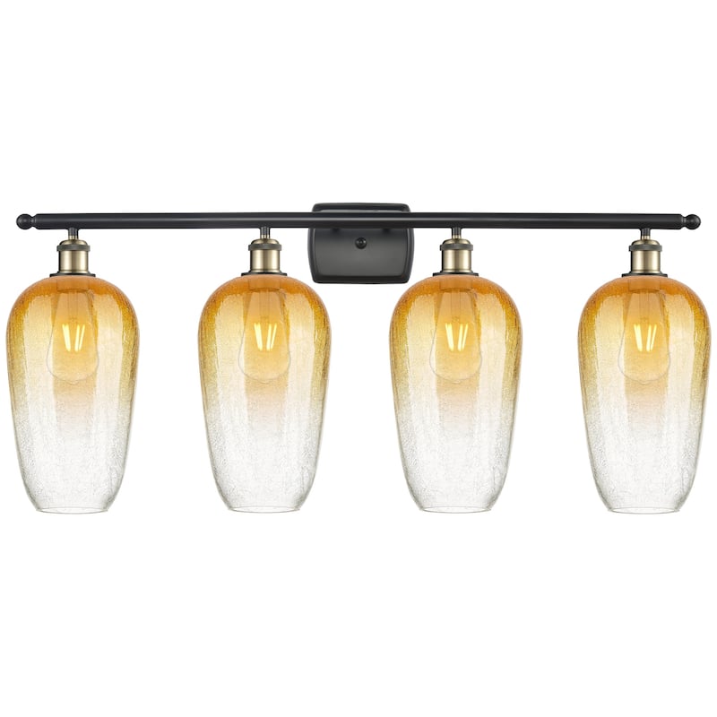 Innovations Lighting 516-4W-16-37 Brookhaven Flute Vanity Brookhaven - Black Antique Brass / Amber