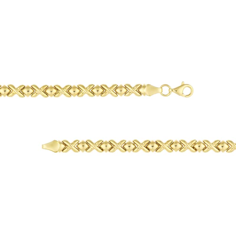Curata 14k Yellow Gold Mini Xo Stampato Bracelet 7.50 Inch