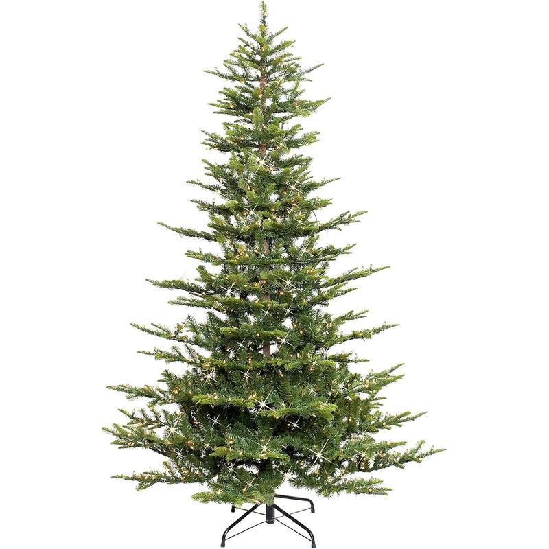 4.5 Ft Slim Aspen Fir Christmas Tree with 200 Clear Lights and Metal Stand, Indoor Holiday Decoration - 1pcs
