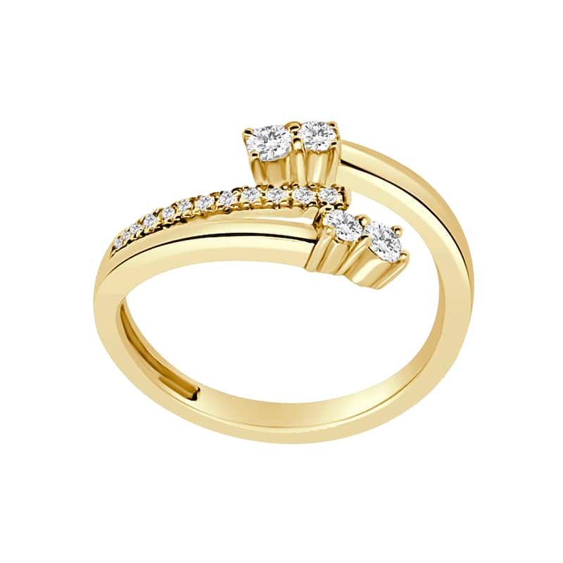 Auriya 14k Gold Lab Grown Round Diamond Open Bypass Ring 0.39 ct. tw. (F-G, VS) - 4.5 - Yellow