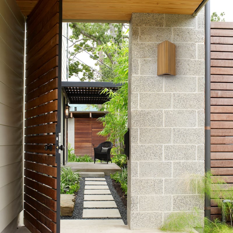 2-Light Industrial Antique Gold Outdoor Integrated LED Wall Sconce - H11" x W6.3" x D5"