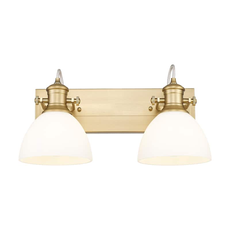 Yep by Golden Lighting Hines 2-light Vanity in Brushed Champagne Brass and Opal Glass