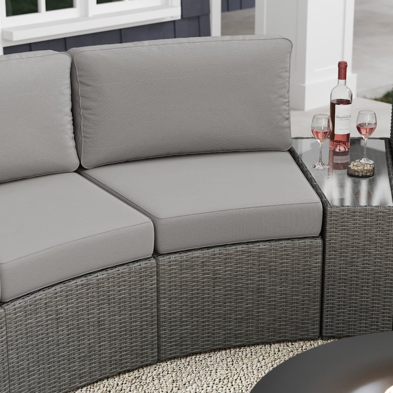 Martha Stewart Rattan Modular Patio Curved Sectional Seat - 33"W x 31"D x 30"H
