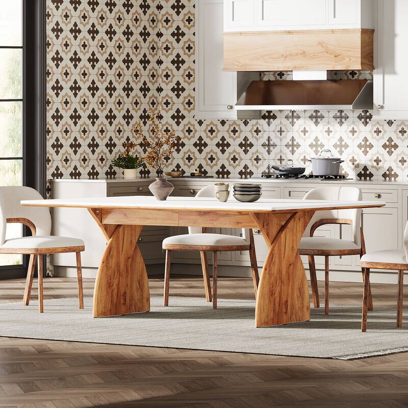 70.8'' Modern Farmhouse Dining Table Kitchen Table with Thickened Top