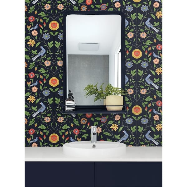 bird wallpaper for bathroom